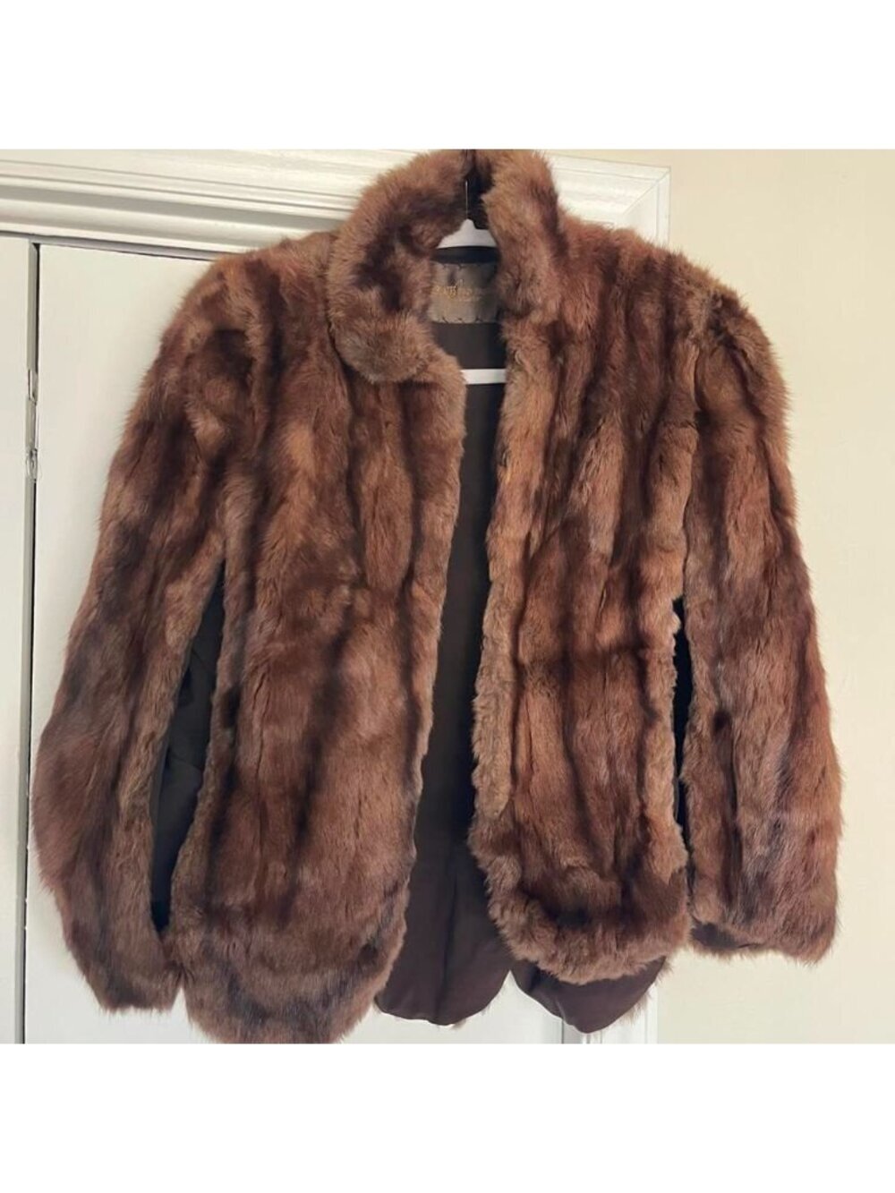 Brown Real Fur Shawl Size Large Mobwife Luxury Elegant Formal Eveningwear